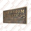 Large "BATHROOM RULES" Brass Door Sign